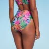 Women's High Waist High Leg Medium Coverage Bikini Bottom - Shade & Shore™ Multi Tropical Floral Print