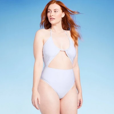 Women's Cut Out Halter Lurex One Piece Swimsuit - Shade & Shore™ Cream 3 Women's Cut Out Halter Lurex One Piece Swimsuit - Shade & Shore™ Cream - Image 2