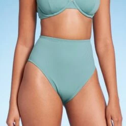 Women's High Waist High Leg Ribbed Medium Coverage Bikini Bottom - Shade & Shore™ -Clothing Sales Store GUEST c5017c17 8a97 4639 8836 fe25c08bf8cb