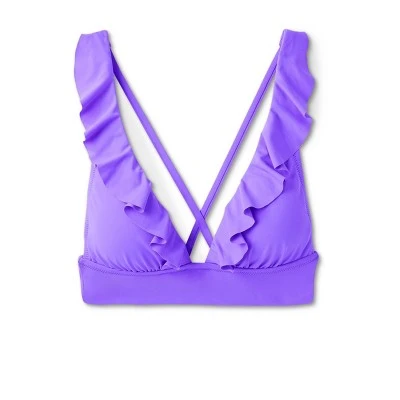 Women's Ruffle V-Neck Longline Triangle Bikini Top - Shade & Shore™ 7 Women's Ruffle V-Neck Longline Triangle Bikini Top - Shade & Shore™ - Image 5