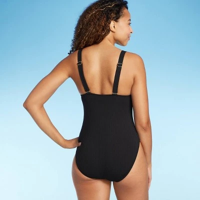 Women's Ribbed Triangle One Piece Swimsuit - Shade & Shore™ 3 Women's Ribbed Triangle One Piece Swimsuit - Shade & Shore™