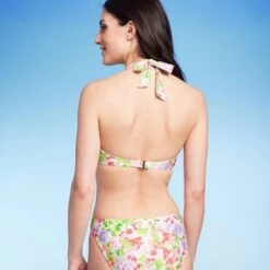 Women's Halter Center Front Ring Bralette Bikini Top - Shade & Shore™ Multi Floral Print