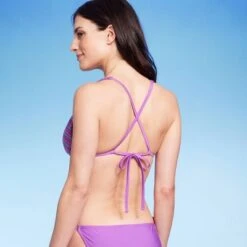 Women's Crochet Triangle Bikini Top - Shade & Shore™ Purple
