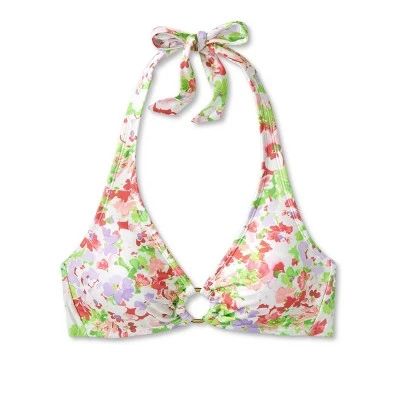 Women's Halter Center Front Ring Bralette Bikini Top - Shade & Shore™ Multi Floral Print 7 Women's Halter Center Front Ring Bralette Bikini Top - Shade & Shore™ Multi Floral Print - Image 5