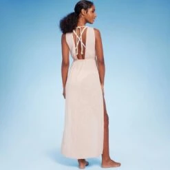 Women's Plunge Open-Side Braided Cover Up Midi Dress - Shade & Shore™ Light Brown
