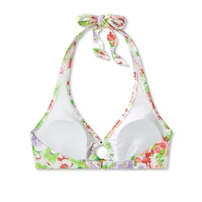 Women's Halter Center Front Ring Bralette Bikini Top - Shade & Shore™ Multi Floral Print 8 Women's Halter Center Front Ring Bralette Bikini Top - Shade & Shore™ Multi Floral Print - Image 6