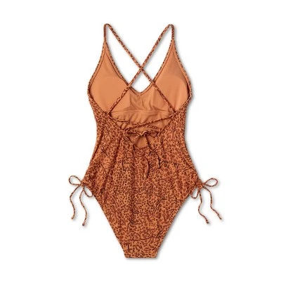 Women's Side-Tie Plunge One Piece Swimsuit - Shade & Shore™ Animal Print 7 Women's Side-Tie Plunge One Piece Swimsuit - Shade & Shore™ Animal Print - Image 5