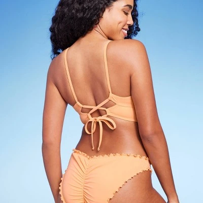 Women's Shirred Keyhole Underwire Bikini Top - Shade & Shore™ Peach 6 Women's Shirred Keyhole Underwire Bikini Top - Shade & Shore™ Peach - Image 4
