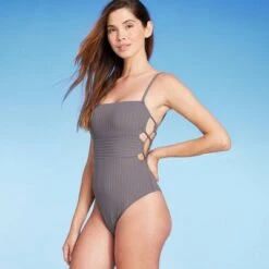 Women's Square Neck Strappy Side Ribbed One Piece Swimsuit - Shade & Shore™ -Clothing Sales Store GUEST d8b8e0e3 977a 4794 bd47 86be6587e50b