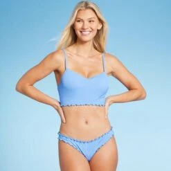 Women's Ribbed High Leg Extra Cheeky Ruffle Bikini Bottom - Shade & Shore™ Light Blue -Clothing Sales Store GUEST d95b0154 aac3 45bd b39a bd3f0c88304f