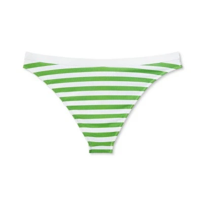 Women's Ribbed High Leg Extra Cheeky Bikini Bottom - Shade & Shore™ Green/White 8 Women's Ribbed High Leg Extra Cheeky Bikini Bottom - Shade & Shore™ Green/White - Image 6