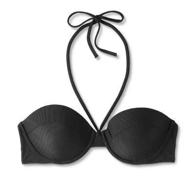 Women's Lightly Lined Ribbed Halter Bikini Top - Shade & Shore™ 7 Women's Lightly Lined Ribbed Halter Bikini Top - Shade & Shore™ - Image 5