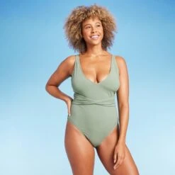 Women's Ribbed Plunge Twist-Front One Piece Swimsuit - Shade & Shore™ -Clothing Sales Store GUEST e9867b30 8beb 41ce b481 cded7ae51721