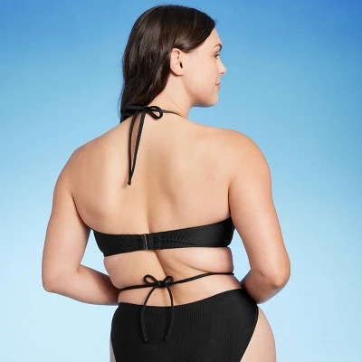 Women's Lightly Lined Ribbed Halter Bikini Top - Shade & Shore™ 6 Women's Lightly Lined Ribbed Halter Bikini Top - Shade & Shore™ - Image 4